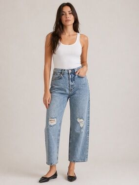 RUTI Jeans High Rise Straight Leg sz 6 Blue Ankle Crop ripped distressed acid